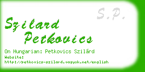 szilard petkovics business card