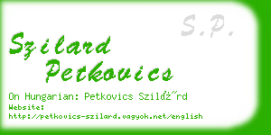 szilard petkovics business card